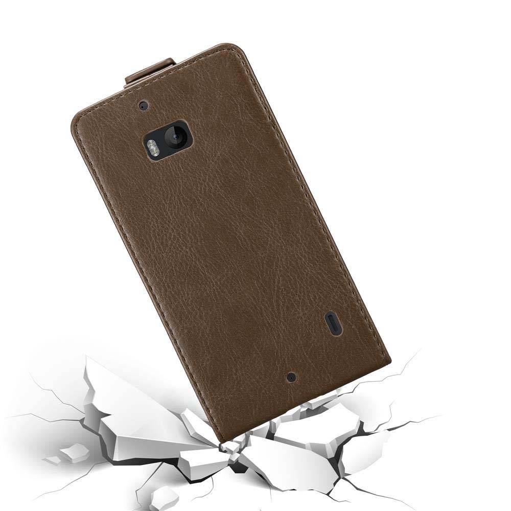 Cadorabo Hülle für Nokia Lumia 929 / 930 Schutz Hülle in Braun Flip Etui Handyhülle Case Cover