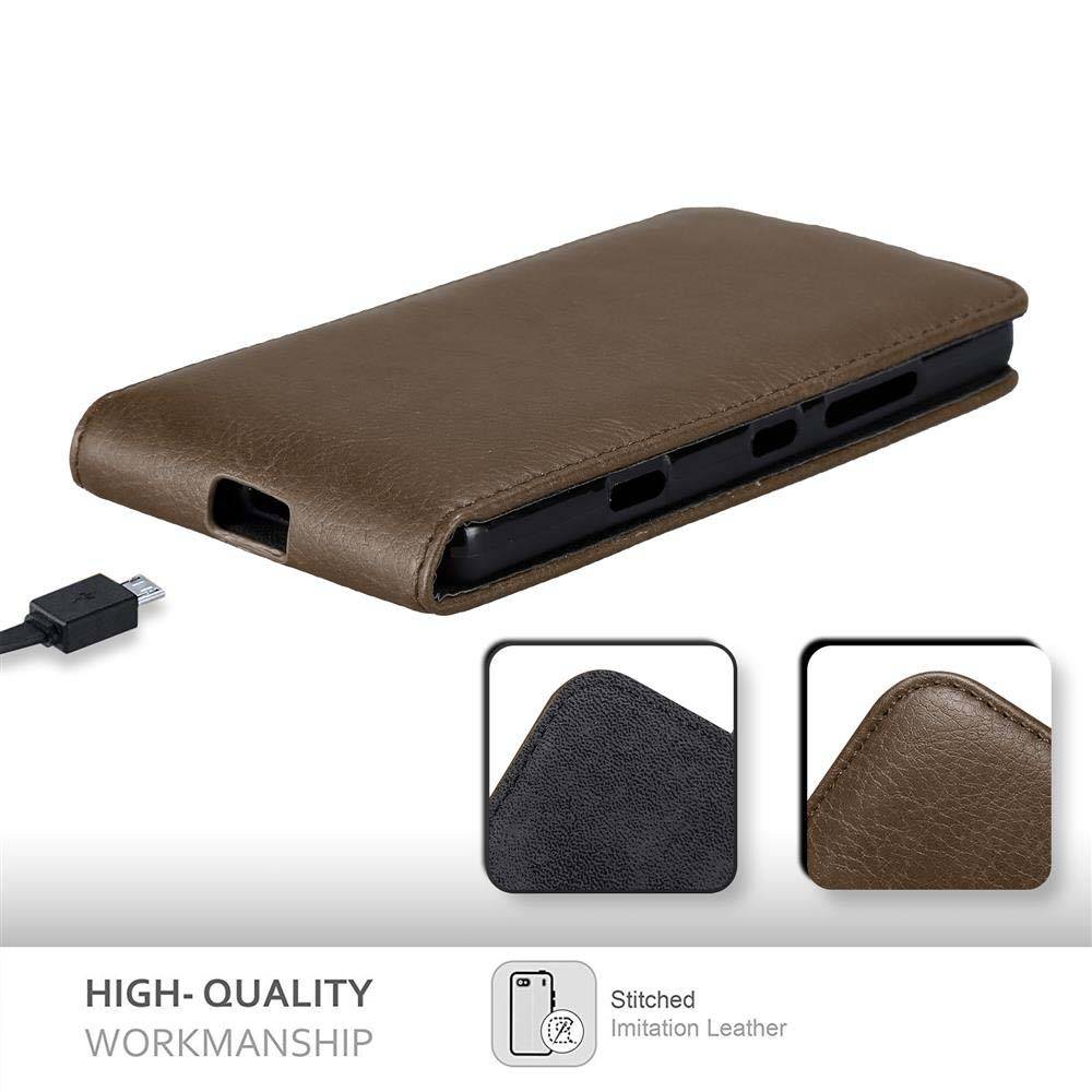 Cadorabo Hülle für Nokia Lumia 929 / 930 Schutz Hülle in Braun Flip Etui Handyhülle Case Cover