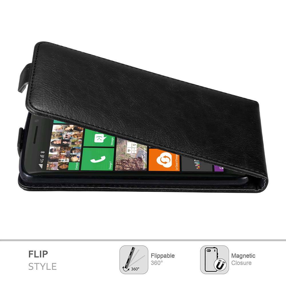 Cadorabo Hülle für Nokia Lumia 929 / 930 Schutz Hülle in Schwarz Flip Etui Handyhülle Case Cover