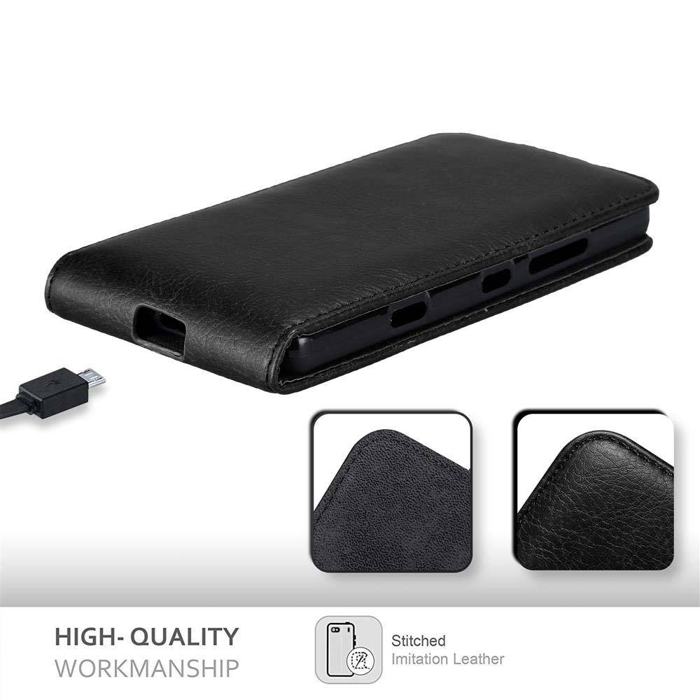 Cadorabo Hülle für Nokia Lumia 929 / 930 Schutz Hülle in Schwarz Flip Etui Handyhülle Case Cover