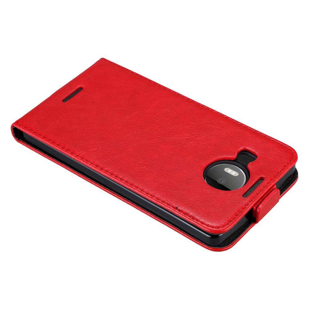 Cadorabo Hülle für Nokia Lumia 950 XL Schutz Hülle in Rot Flip Etui Handyhülle Case Cover