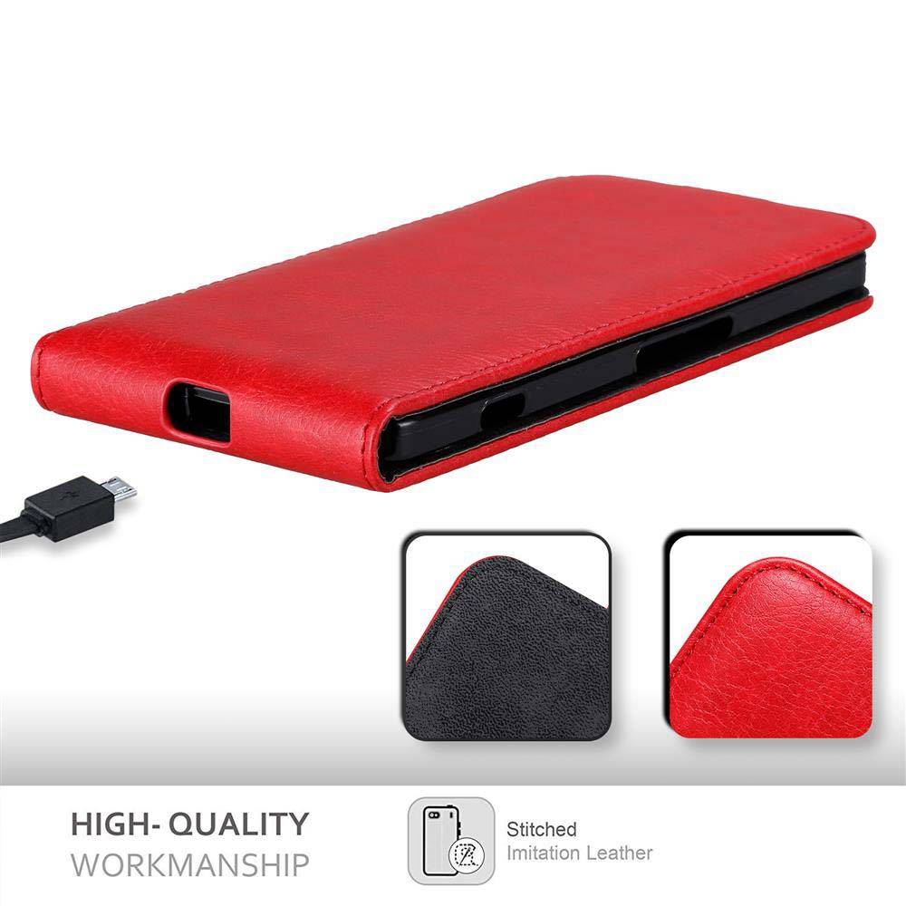 Cadorabo Hülle für Nokia Lumia 950 XL Schutz Hülle in Rot Flip Etui Handyhülle Case Cover