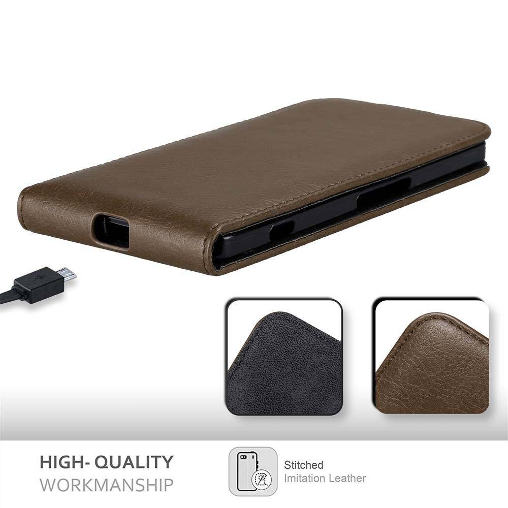 Cadorabo Hülle für Nokia Lumia 950 XL Schutz Hülle in Braun Flip Etui Handyhülle Case Cover