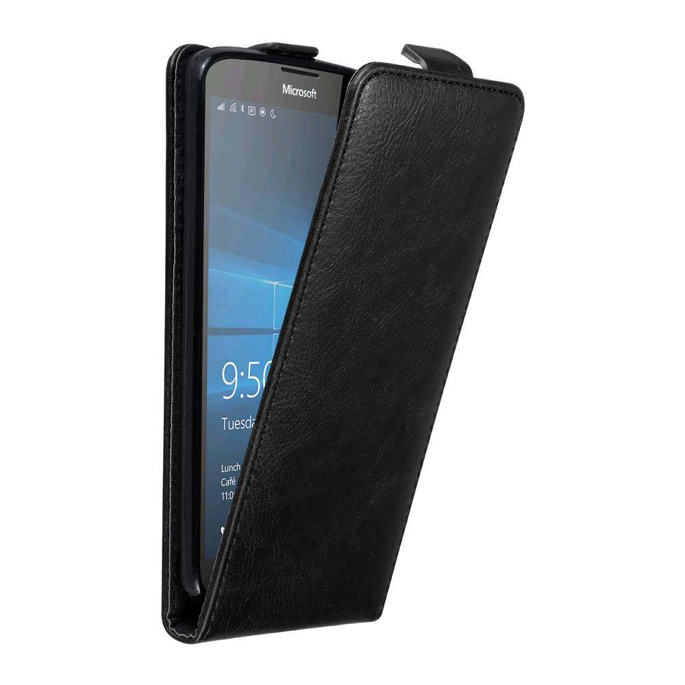 Cadorabo Hülle für Nokia Lumia 950 XL Schutz Hülle in Schwarz Flip Etui Handyhülle Case Cover