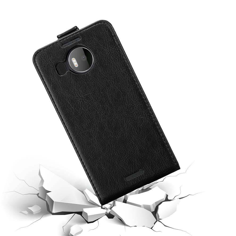 Cadorabo Hülle für Nokia Lumia 950 XL Schutz Hülle in Schwarz Flip Etui Handyhülle Case Cover