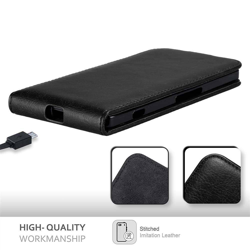 Cadorabo Hülle für Nokia Lumia 950 XL Schutz Hülle in Schwarz Flip Etui Handyhülle Case Cover