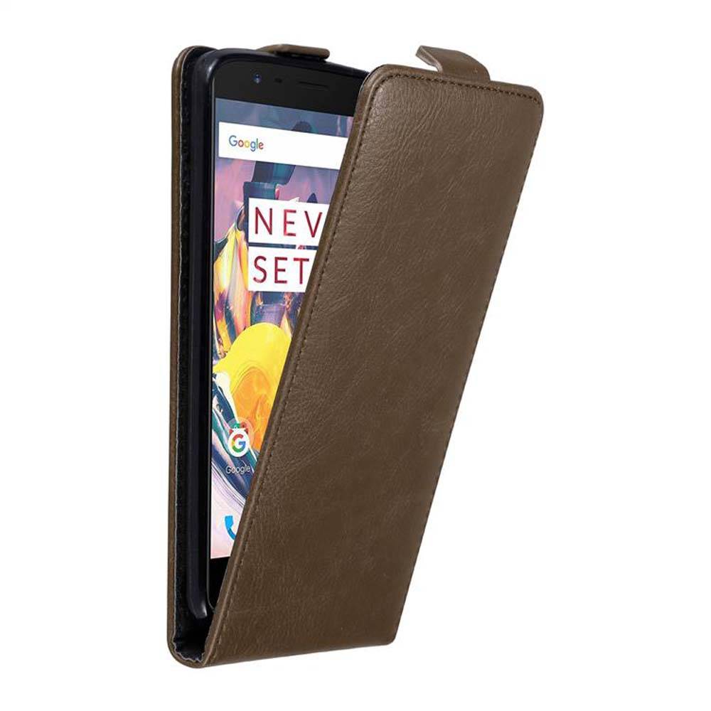 Cadorabo Hülle für OnePlus 3 / 3T Schutz Hülle in Braun Flip Etui Handyhülle Case Cover