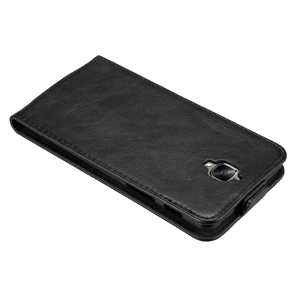 Cadorabo Hülle für OnePlus 3 / 3T Schutz Hülle in Schwarz Flip Etui Handyhülle Case Cover