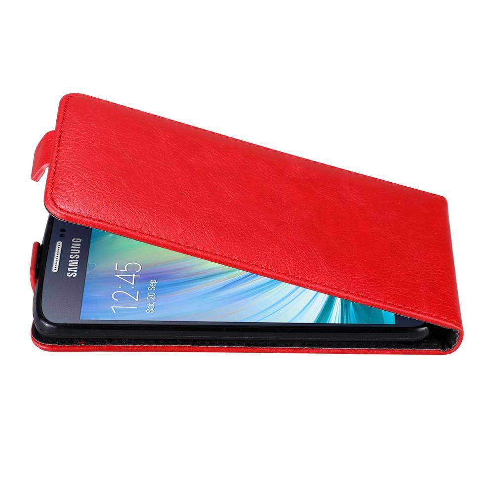 Cadorabo Hülle für Samsung Galaxy A3 2015 Schutz Hülle in Rot Flip Etui Handyhülle Case Cover