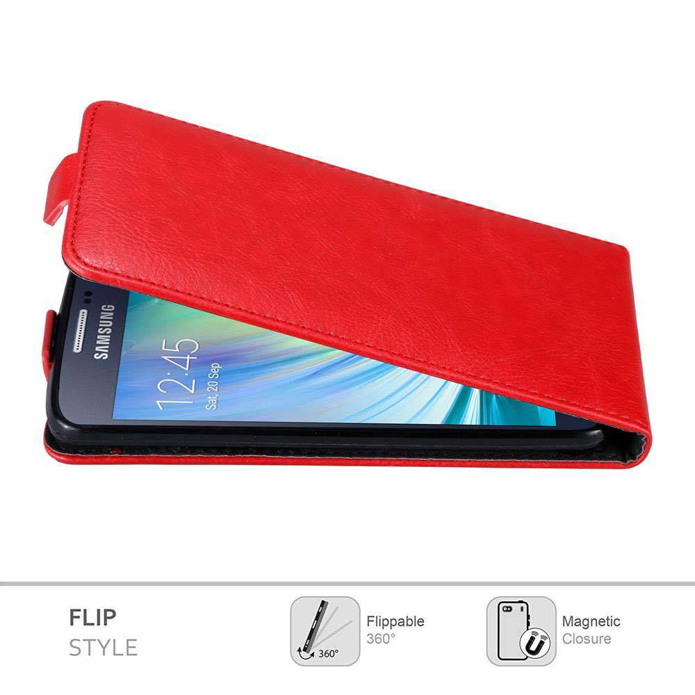 Cadorabo Hülle für Samsung Galaxy A3 2015 Schutz Hülle in Rot Flip Etui Handyhülle Case Cover