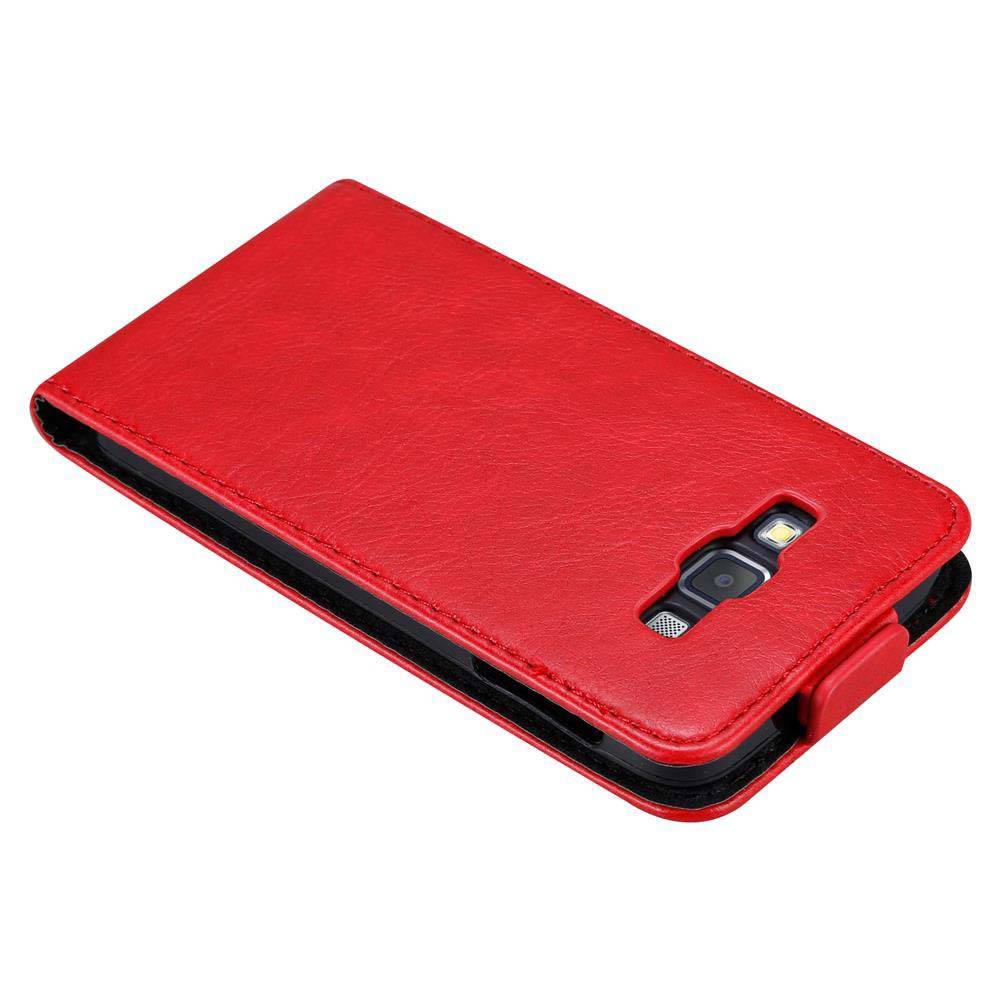 Cadorabo Hülle für Samsung Galaxy A3 2015 Schutz Hülle in Rot Flip Etui Handyhülle Case Cover