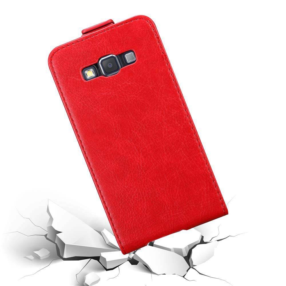 Cadorabo Hülle für Samsung Galaxy A3 2015 Schutz Hülle in Rot Flip Etui Handyhülle Case Cover