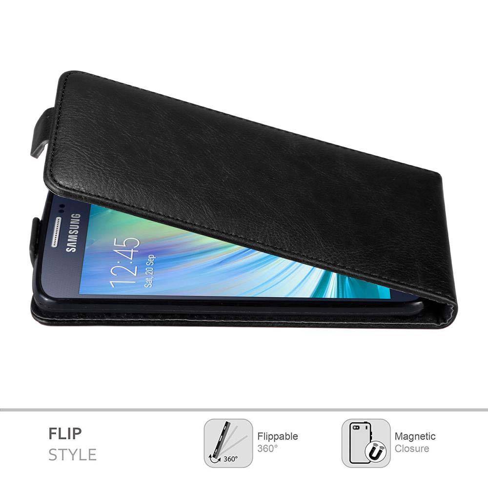 Cadorabo Hülle für Samsung Galaxy A3 2015 Schutz Hülle in Schwarz Flip Etui Handyhülle Case Cover