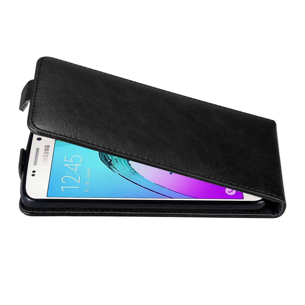 Cadorabo Hülle für Samsung Galaxy A3 2016 Schutz Hülle in Schwarz Flip Etui Handyhülle Case Cover