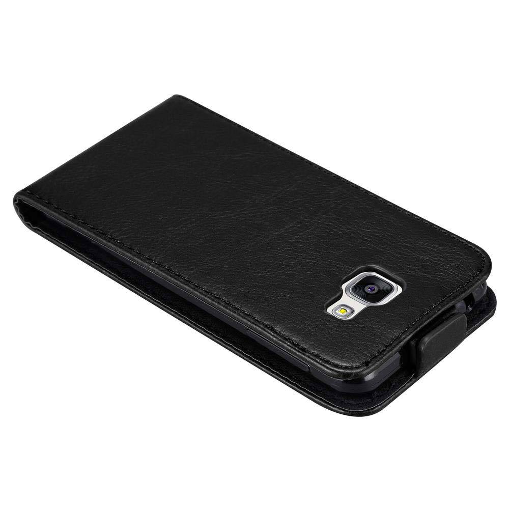 Cadorabo Hülle für Samsung Galaxy A3 2016 Schutz Hülle in Schwarz Flip Etui Handyhülle Case Cover