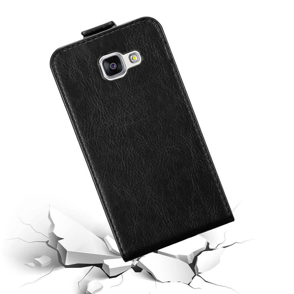 Cadorabo Hülle für Samsung Galaxy A3 2016 Schutz Hülle in Schwarz Flip Etui Handyhülle Case Cover