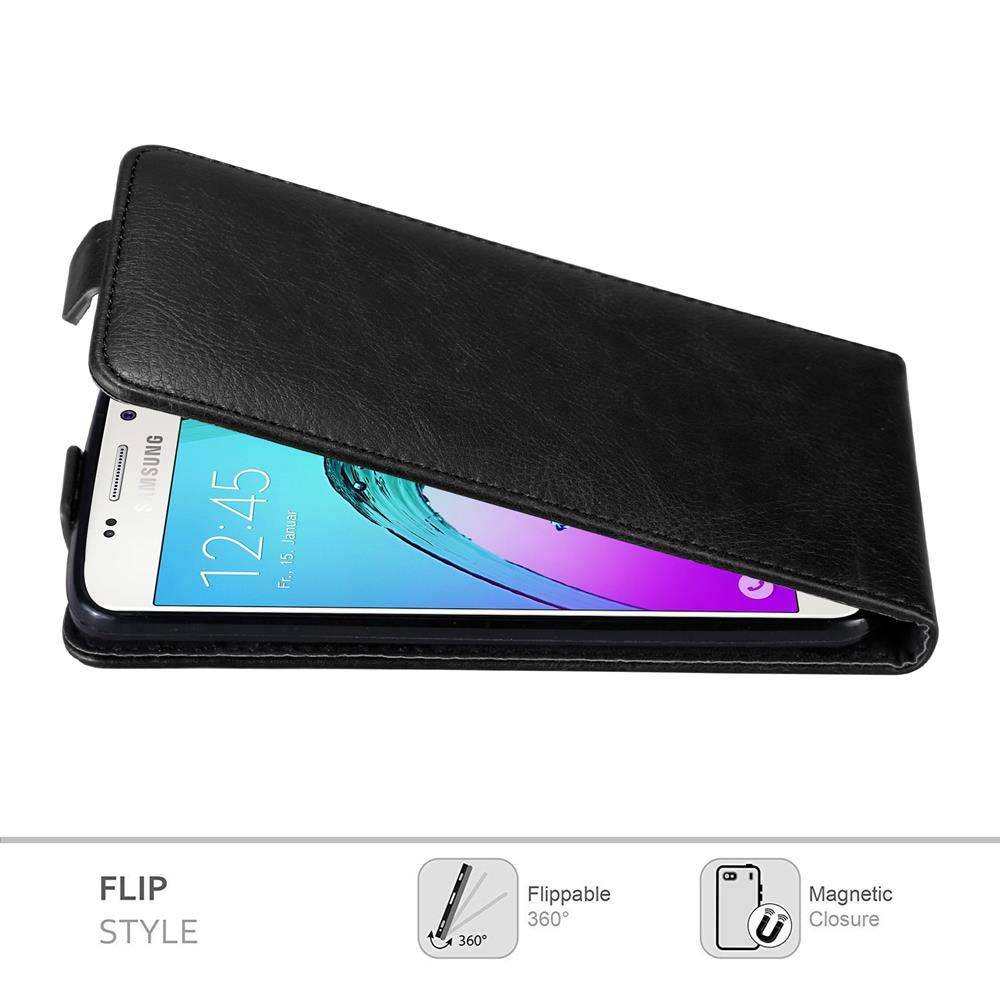 Cadorabo Hülle für Samsung Galaxy A3 2016 Schutz Hülle in Schwarz Flip Etui Handyhülle Case Cover