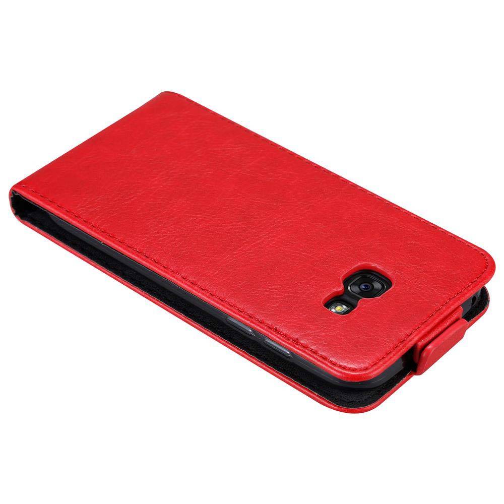 Cadorabo Hülle für Samsung Galaxy A3 2017 Schutz Hülle in Rot Flip Etui Handyhülle Case Cover