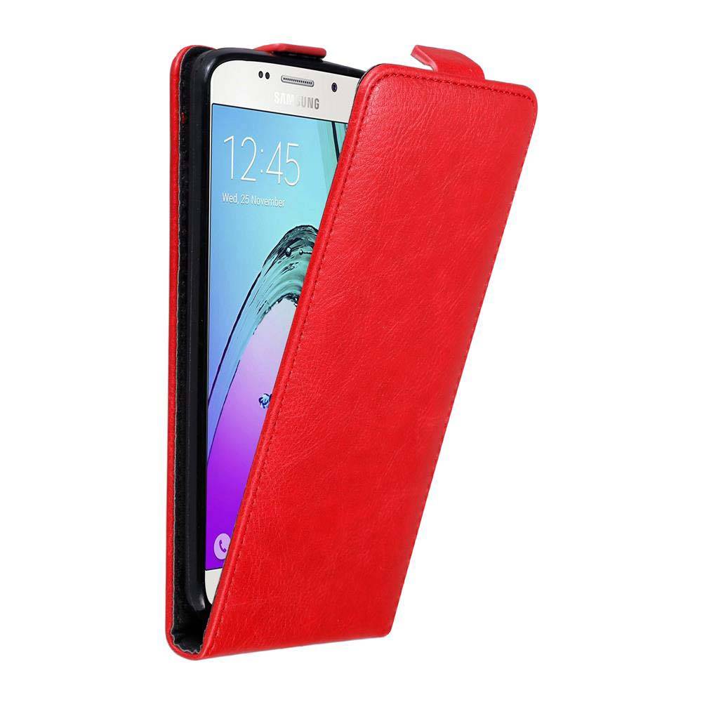 Cadorabo Hülle für Samsung Galaxy A5 2016 Schutz Hülle in Rot Flip Etui Handyhülle Case Cover
