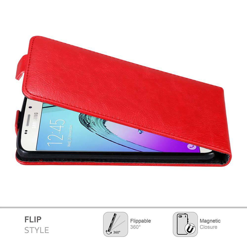 Cadorabo Hülle für Samsung Galaxy A5 2016 Schutz Hülle in Rot Flip Etui Handyhülle Case Cover
