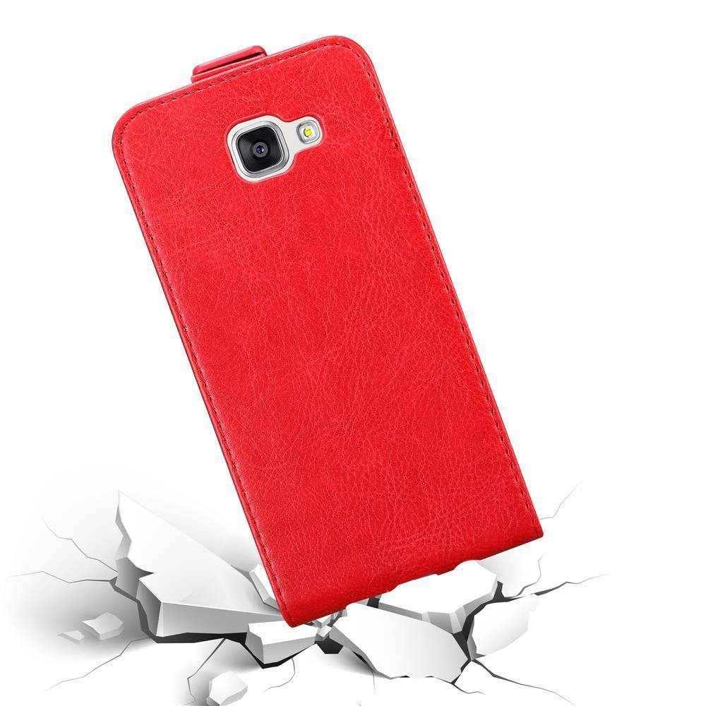 Cadorabo Hülle für Samsung Galaxy A5 2016 Schutz Hülle in Rot Flip Etui Handyhülle Case Cover