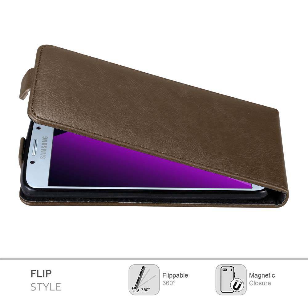 Cadorabo Hülle für Samsung Galaxy A5 2017 Schutz Hülle in Braun Flip Etui Handyhülle Case Cover