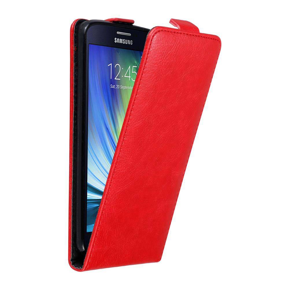 Cadorabo Hülle für Samsung Galaxy A7 2015 Schutz Hülle in Rot Flip Etui Handyhülle Case Cover
