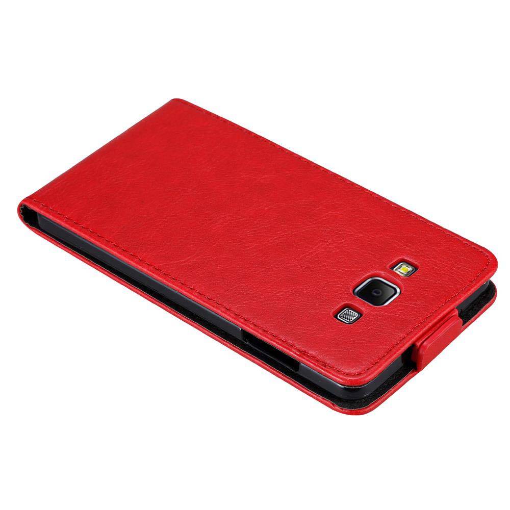 Cadorabo Hülle für Samsung Galaxy A7 2015 Schutz Hülle in Rot Flip Etui Handyhülle Case Cover