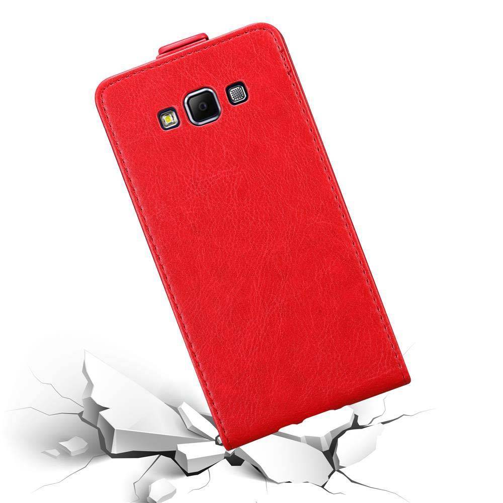 Cadorabo Hülle für Samsung Galaxy A7 2015 Schutz Hülle in Rot Flip Etui Handyhülle Case Cover