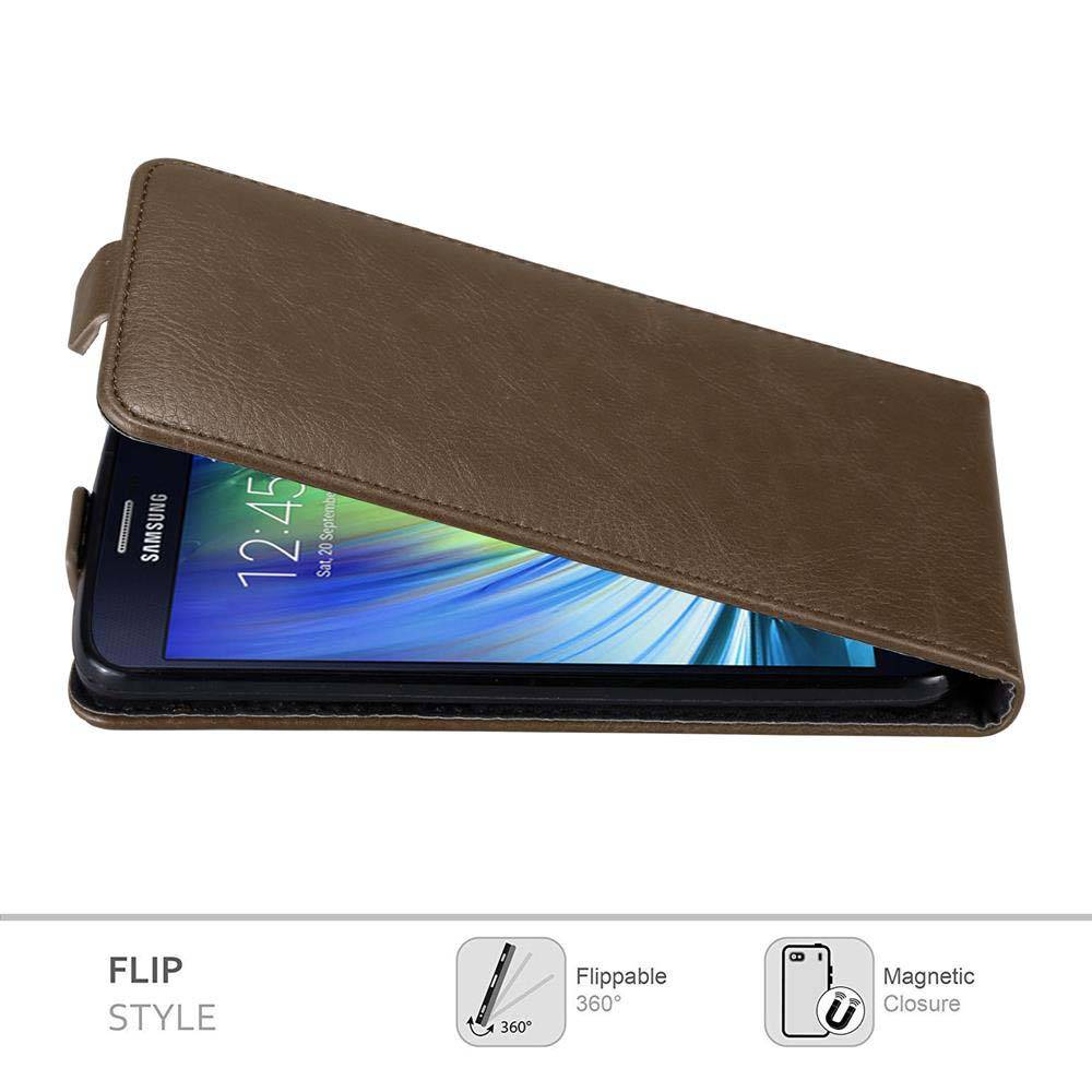 Cadorabo Hülle für Samsung Galaxy A7 2015 Schutz Hülle in Braun Flip Etui Handyhülle Case Cover