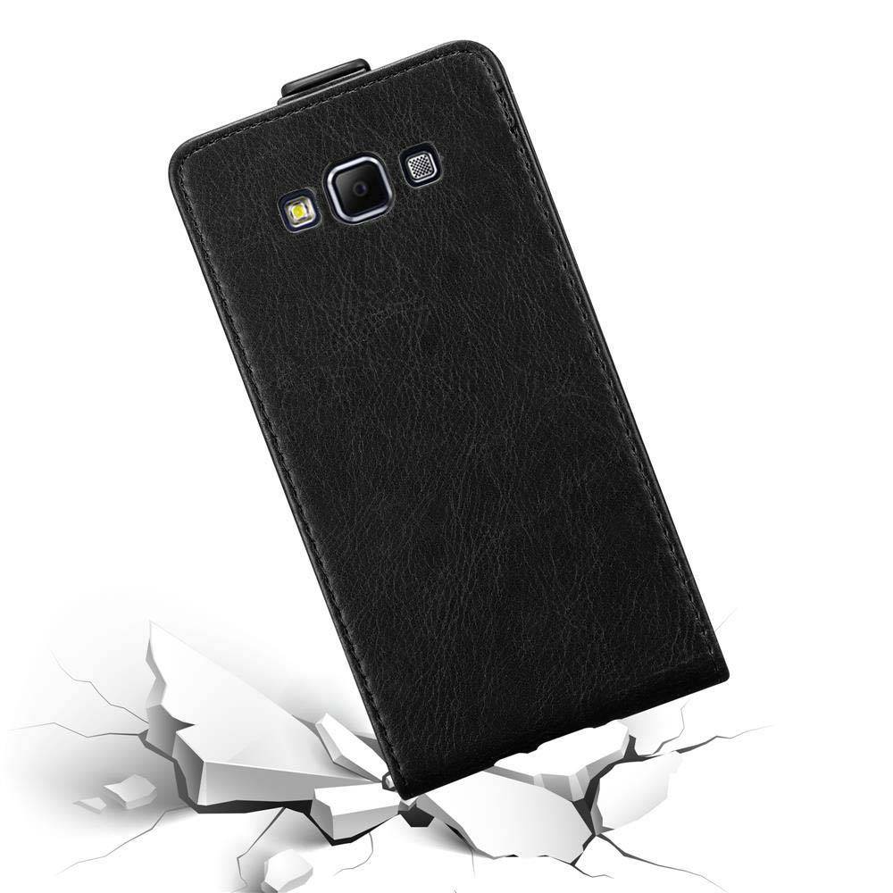 Cadorabo Hülle für Samsung Galaxy A7 2015 Schutz Hülle in Schwarz Flip Etui Handyhülle Case Cover