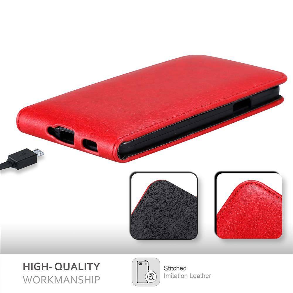 Cadorabo Hülle für Samsung Galaxy ALPHA Schutz Hülle in Rot Flip Etui Handyhülle Case Cover