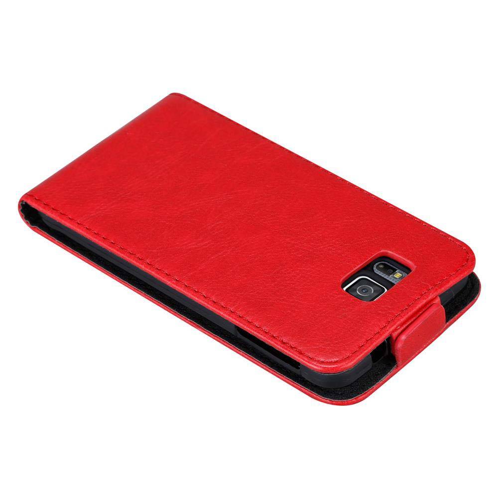 Cadorabo Hülle für Samsung Galaxy ALPHA Schutz Hülle in Rot Flip Etui Handyhülle Case Cover