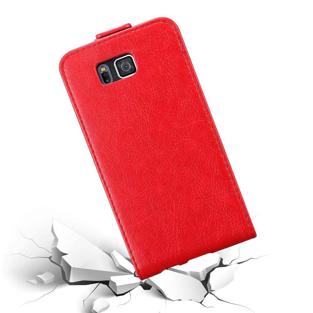 Cadorabo Hülle für Samsung Galaxy ALPHA Schutz Hülle in Rot Flip Etui Handyhülle Case Cover