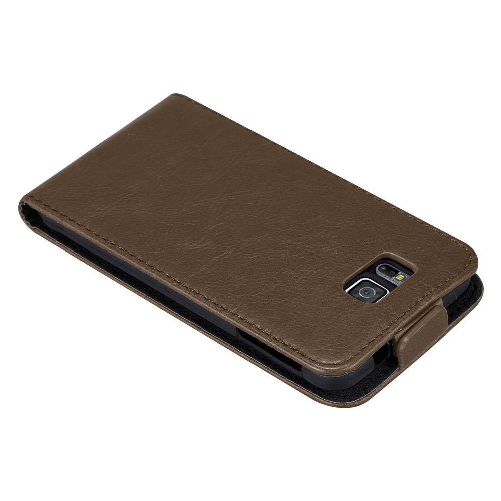 Cadorabo Hülle für Samsung Galaxy ALPHA Schutz Hülle in Braun Flip Etui Handyhülle Case Cover
