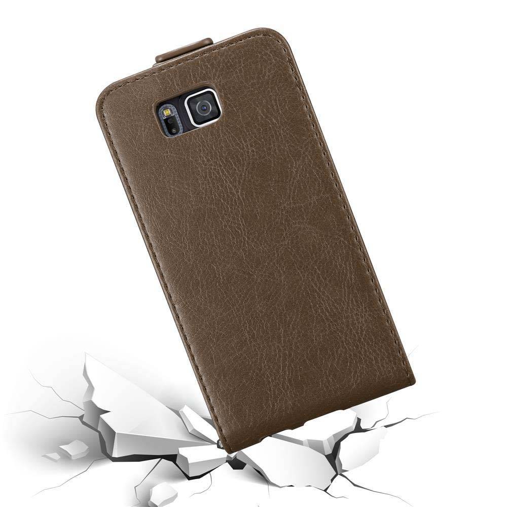 Cadorabo Hülle für Samsung Galaxy ALPHA Schutz Hülle in Braun Flip Etui Handyhülle Case Cover