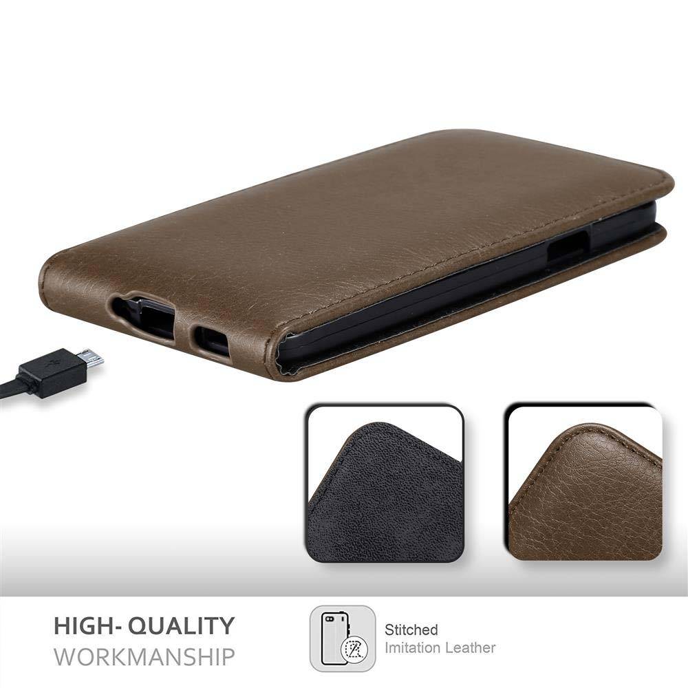 Cadorabo Hülle für Samsung Galaxy ALPHA Schutz Hülle in Braun Flip Etui Handyhülle Case Cover