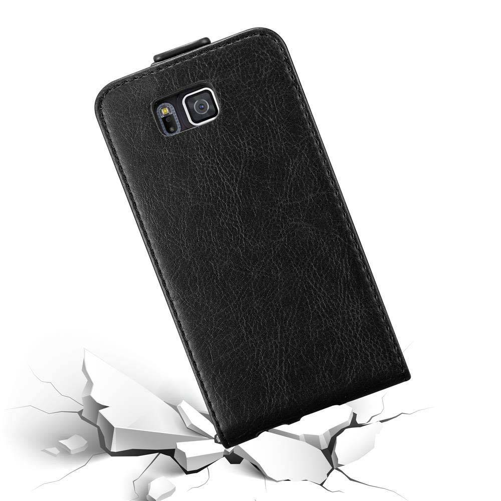 Cadorabo Hülle für Samsung Galaxy ALPHA Schutz Hülle in Schwarz Flip Etui Handyhülle Case Cover