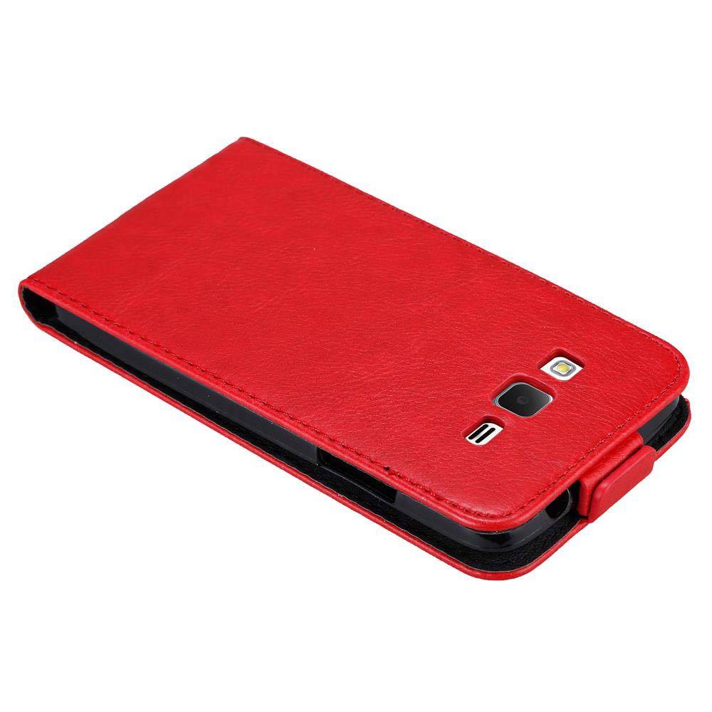 Cadorabo Hülle für Samsung Galaxy GRAND PRIME Schutz Hülle in Rot Flip Etui Handyhülle Case Cover