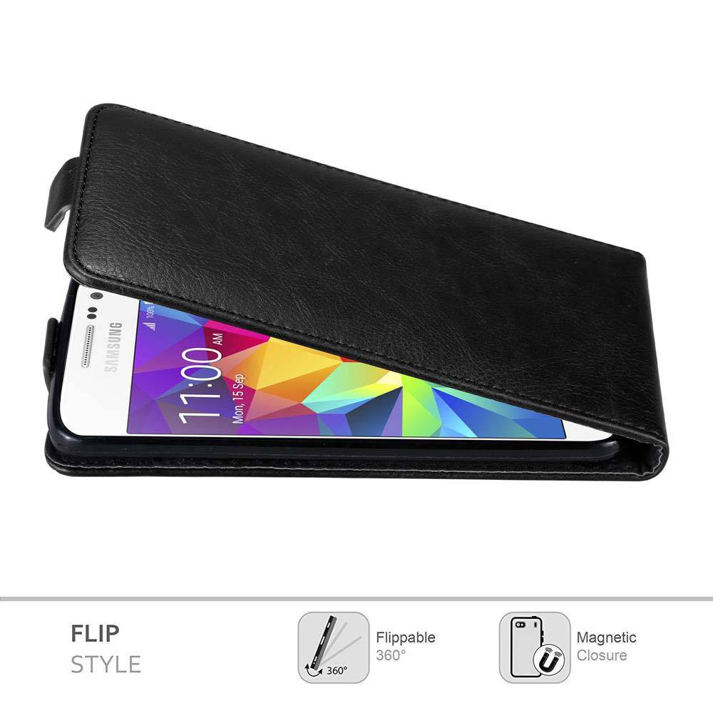 Cadorabo Hülle für Samsung Galaxy GRAND PRIME Schutz Hülle in Schwarz Flip Etui Handyhülle Case Cover