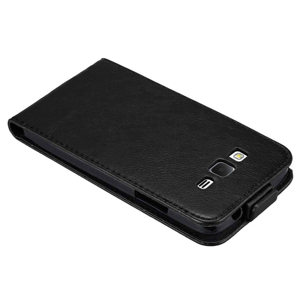 Cadorabo Hülle für Samsung Galaxy GRAND PRIME Schutz Hülle in Schwarz Flip Etui Handyhülle Case Cover
