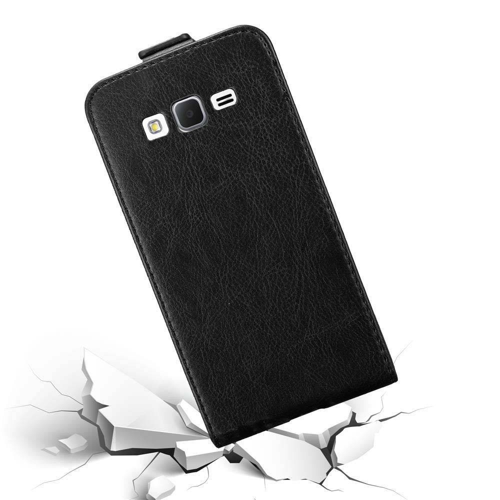 Cadorabo Hülle für Samsung Galaxy GRAND PRIME Schutz Hülle in Schwarz Flip Etui Handyhülle Case Cover