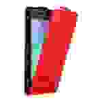 Cadorabo Hülle für Samsung Galaxy J1 2015 Schutz Hülle in Rot Flip Etui Handyhülle Case Cover
