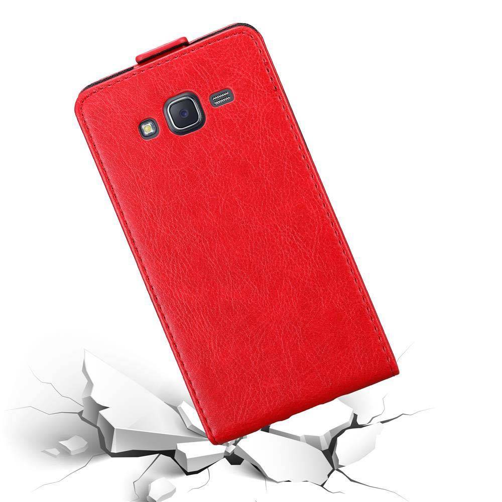 Cadorabo Hülle für Samsung Galaxy J5 2015 Schutz Hülle in Rot Flip Etui Handyhülle Case Cover