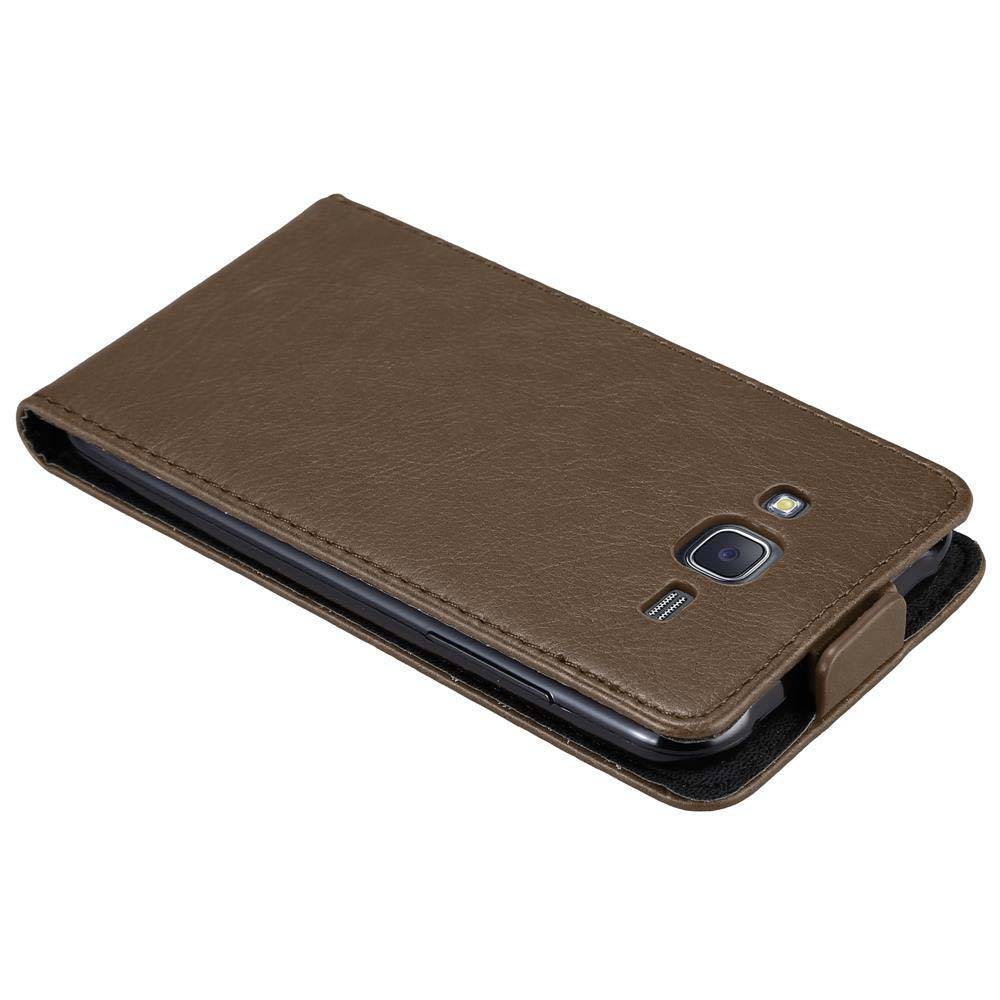 Cadorabo Hülle für Samsung Galaxy J5 2015 Schutz Hülle in Braun Flip Etui Handyhülle Case Cover