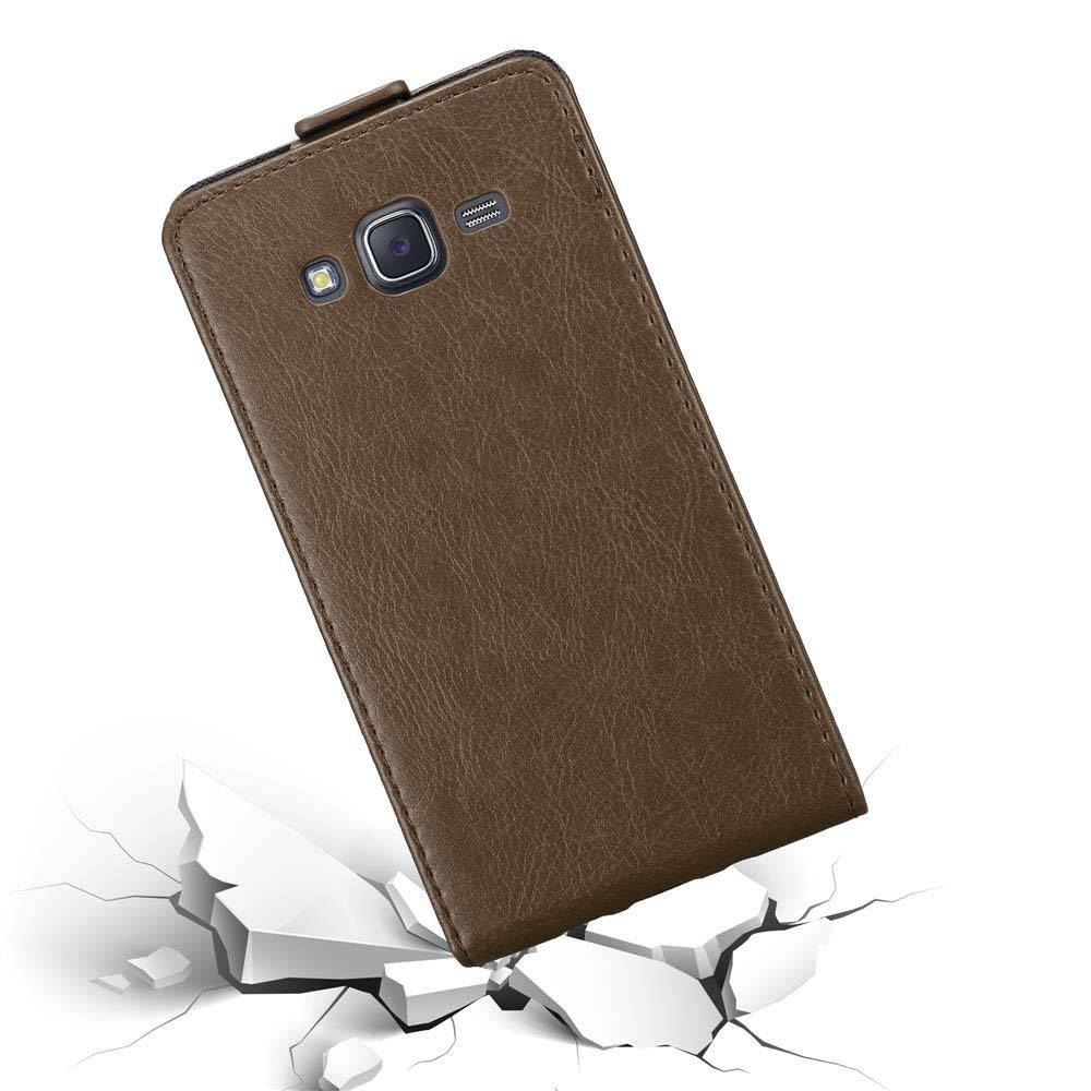Cadorabo Hülle für Samsung Galaxy J5 2015 Schutz Hülle in Braun Flip Etui Handyhülle Case Cover
