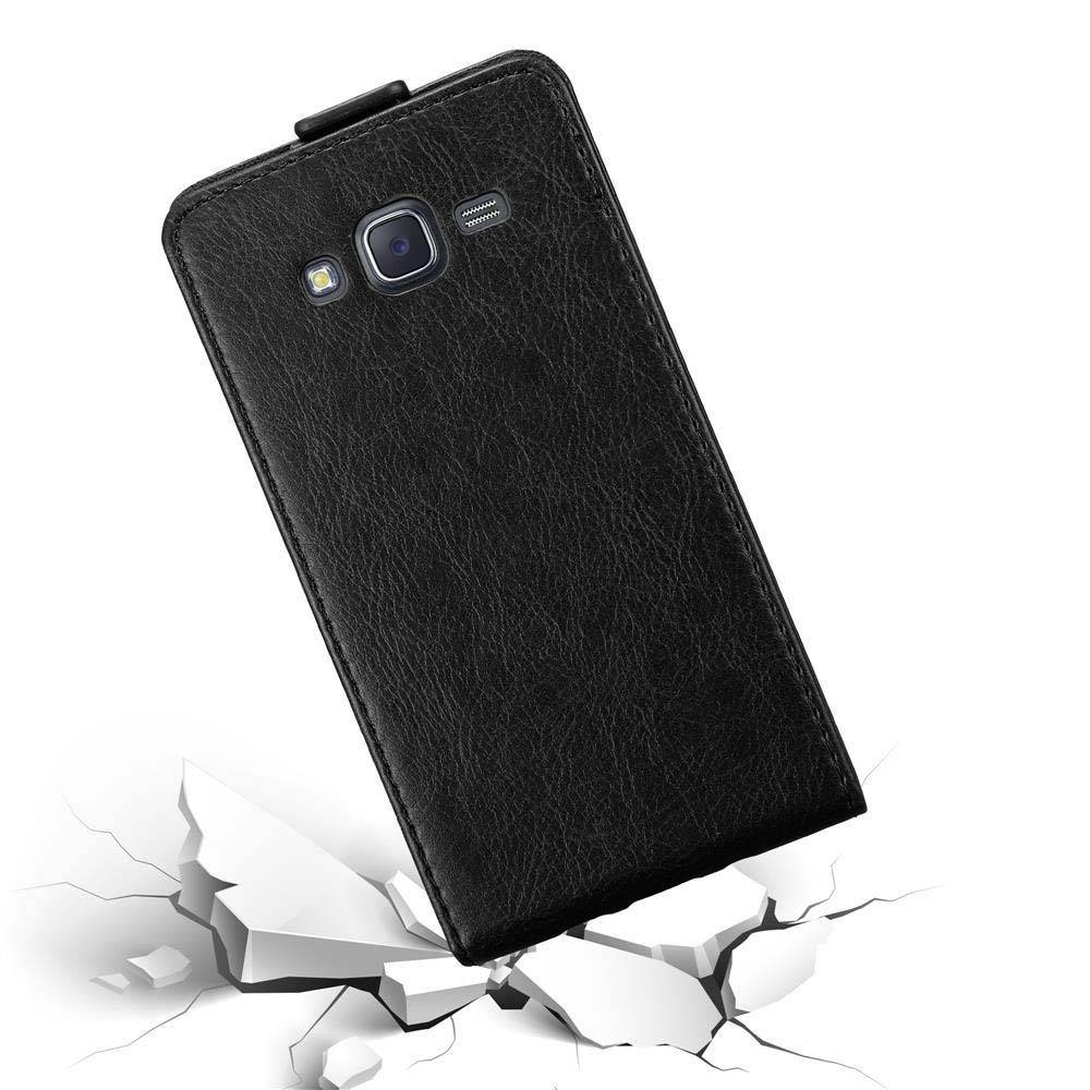 Cadorabo Hülle für Samsung Galaxy J5 2015 Schutz Hülle in Schwarz Flip Etui Handyhülle Case Cover