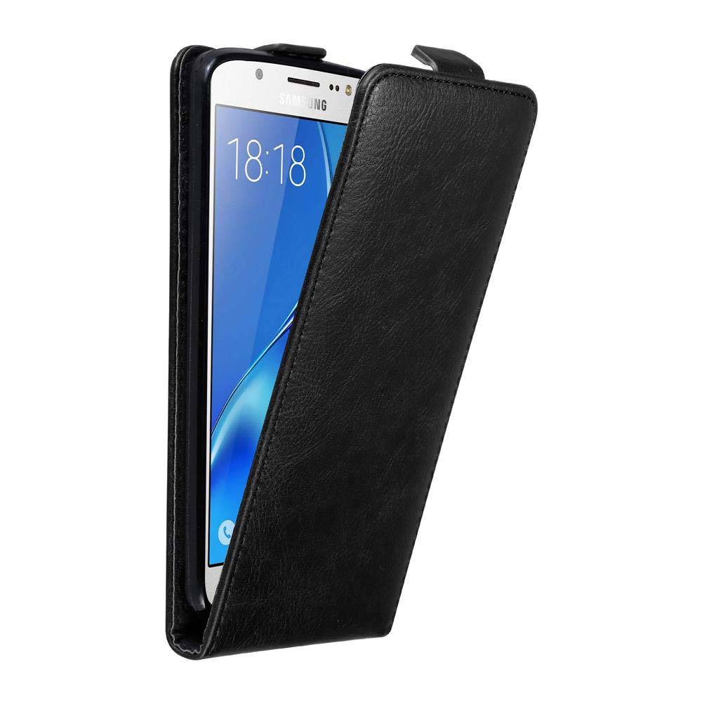 Cadorabo Hülle für Samsung Galaxy J5 2016 Schutz Hülle in Schwarz Flip Etui Handyhülle Case Cover