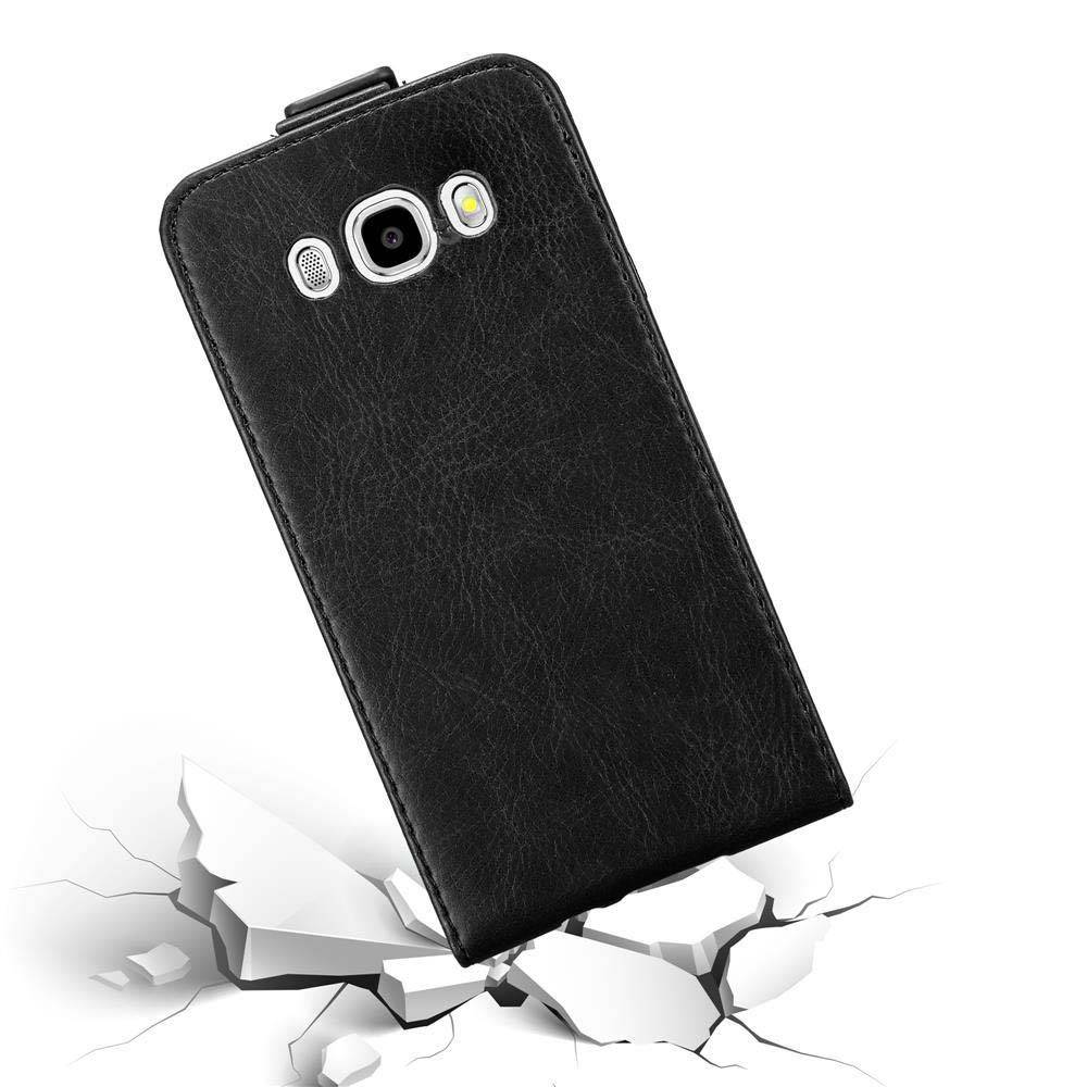 Cadorabo Hülle für Samsung Galaxy J5 2016 Schutz Hülle in Schwarz Flip Etui Handyhülle Case Cover