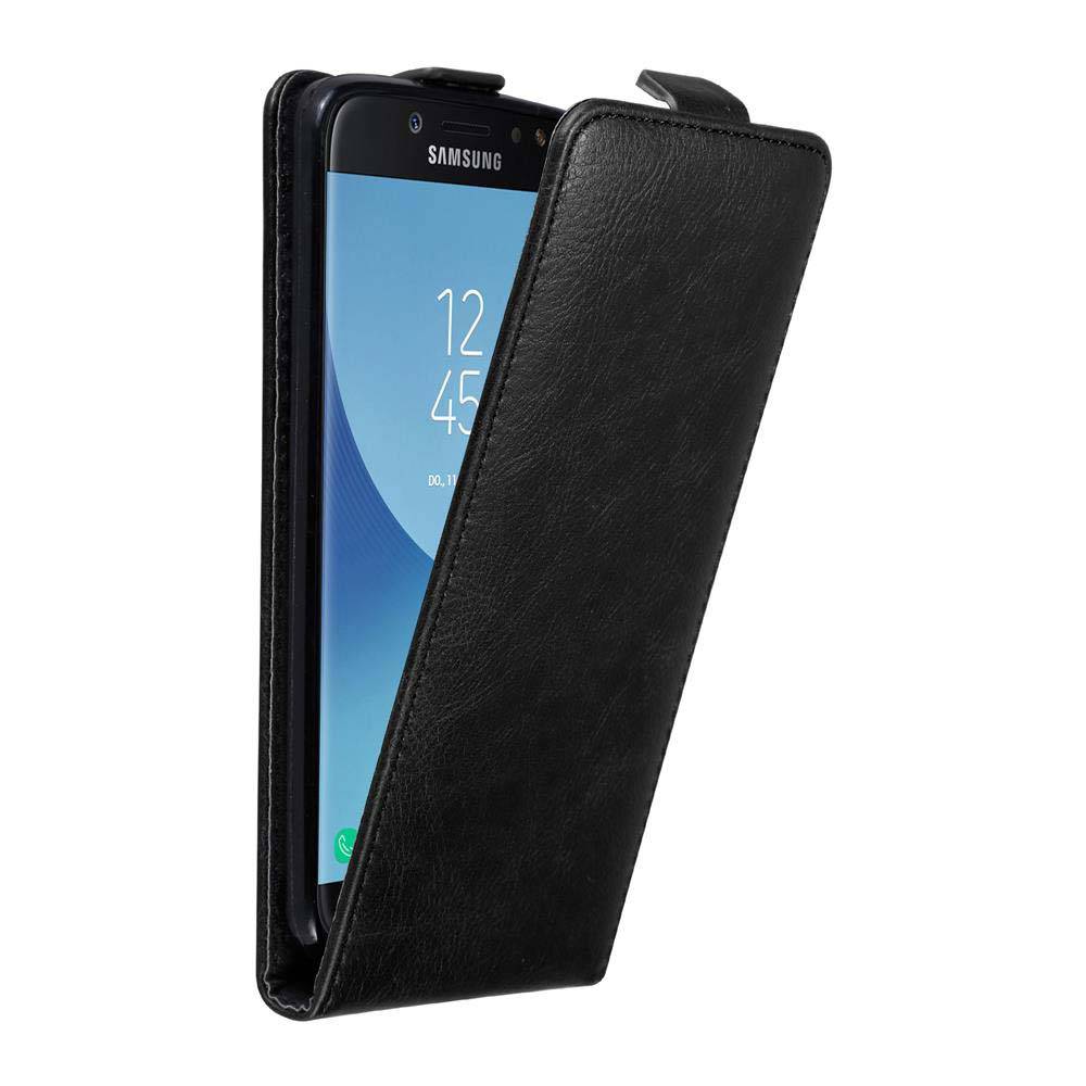 Cadorabo Hülle für Samsung Galaxy J7 2017 Schutz Hülle in Schwarz Flip Etui Handyhülle Case Cover